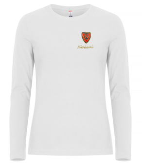 Koovee taitoluistelu naisten pitk&auml;hihainen puuvilla t-paita - valkoinen